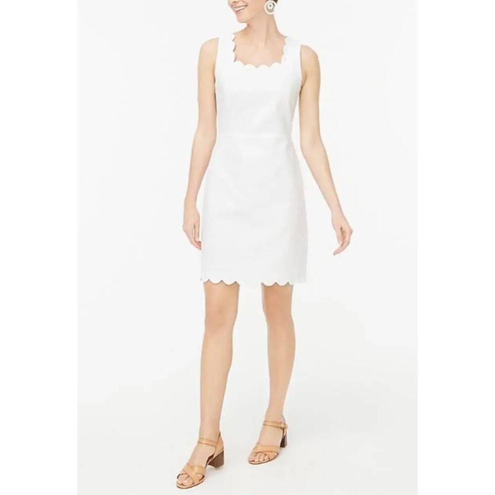 J. Crew white scalloped basketweave sheath dress womens size 6